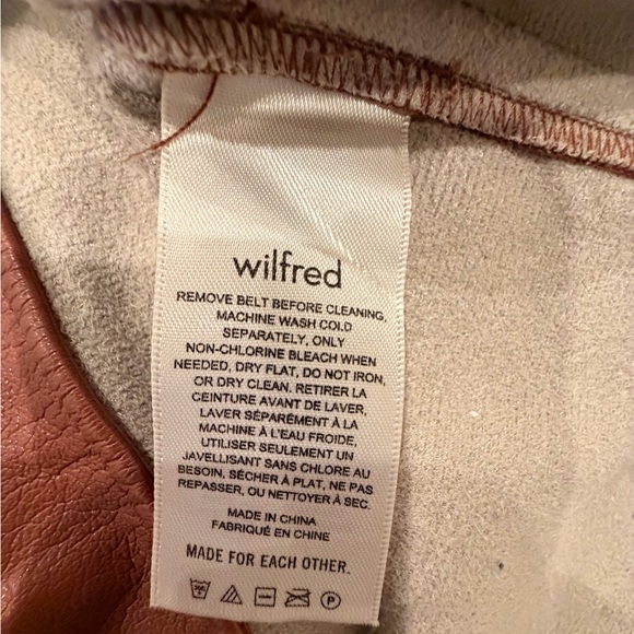 Wilfred by Aritzia Vegan Leather Shirt Dress Brown Belted Size M EUC - Picture 5 of 5